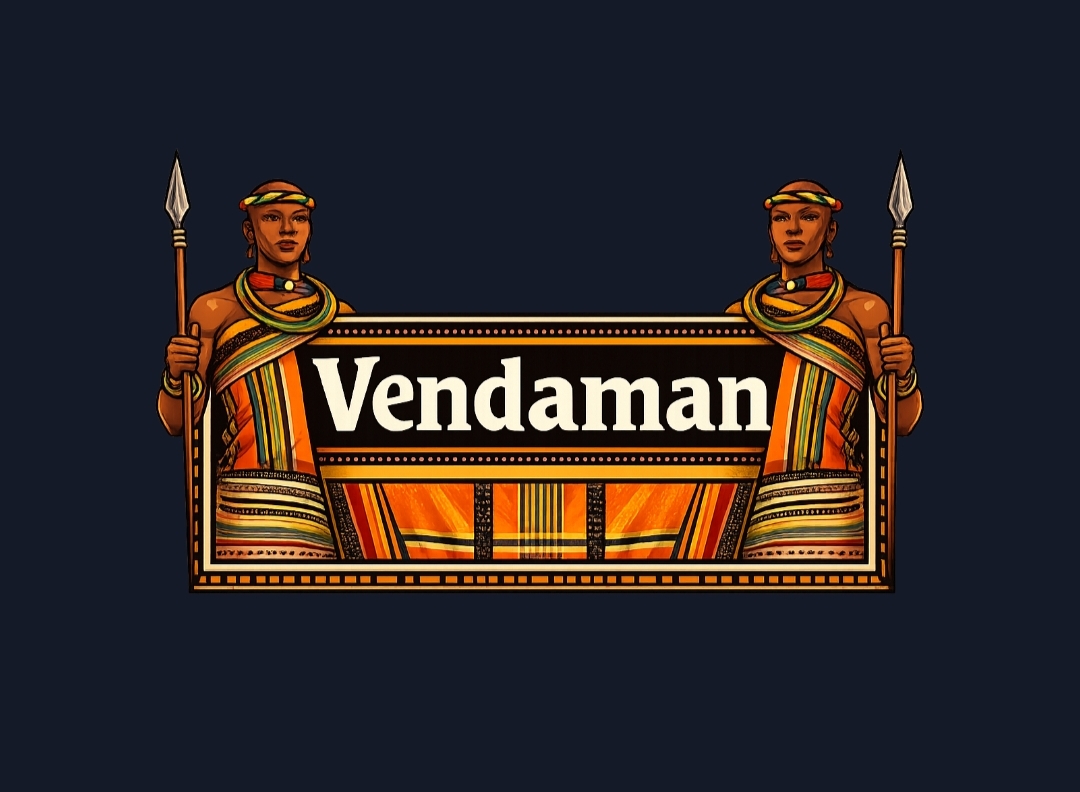 Vendaman emblem with spear-bearing figures