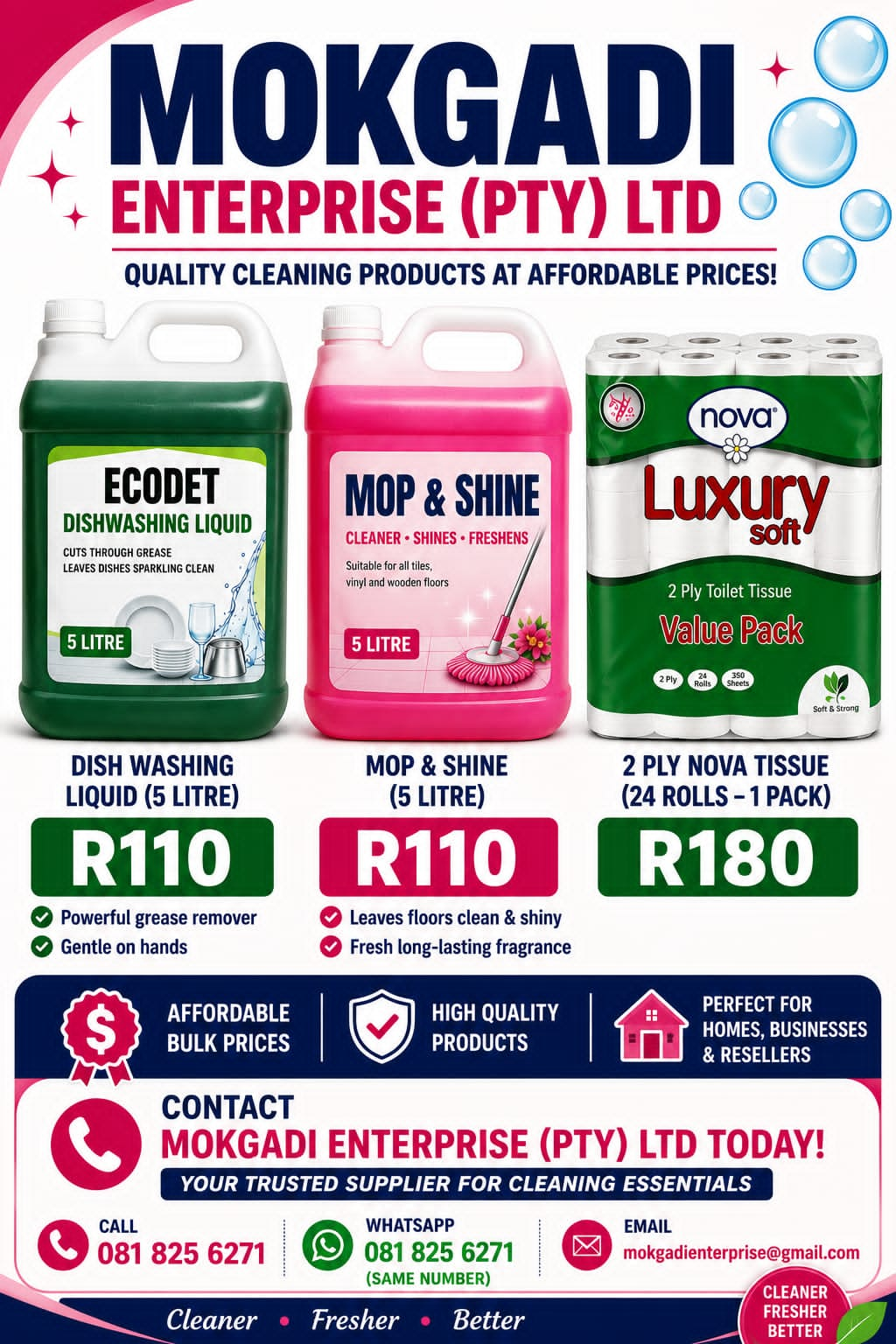 Mokgadi Enterprise bulk price flyer