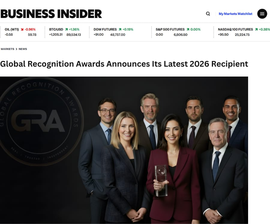 Business Insider feature: Global Recognition Awards announces its latest 2026 recipient